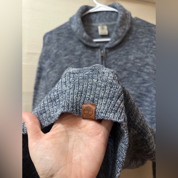 Timberland Knit Zip-Up Sweater Men’s Medium Shawl Collar Winter Fall Vibes - Picture 2 of 6